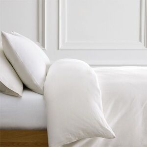 West Elm European Flax Linen Duvet Cover and Shams in Queen, White